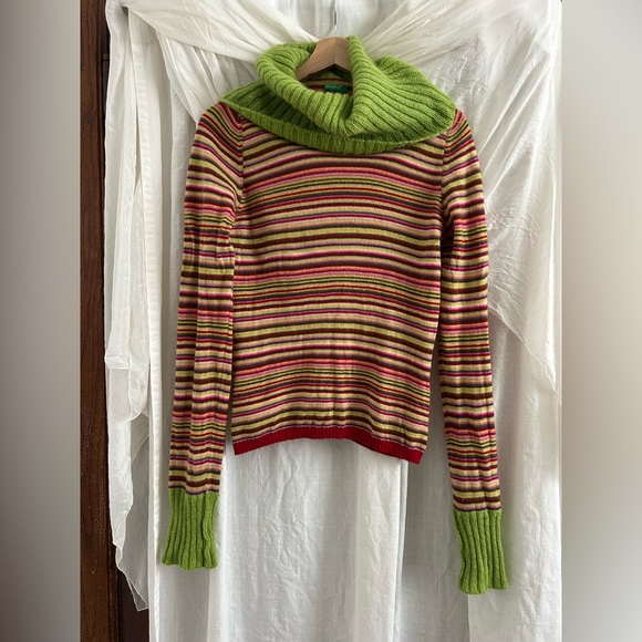 United Colors Of Benetton Sweaters - Vintage Y2K United Colors of Benetton Multicolor Wool/Mohair mix stripe sweater